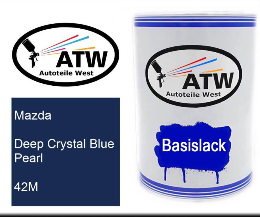 Mazda, Deep Crystal Blue Pearl, 42M: 500ml Lackdose, von ATW Autoteile West.